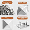 Silver metal pyramid studs with four prongs used for DIY fashion projects