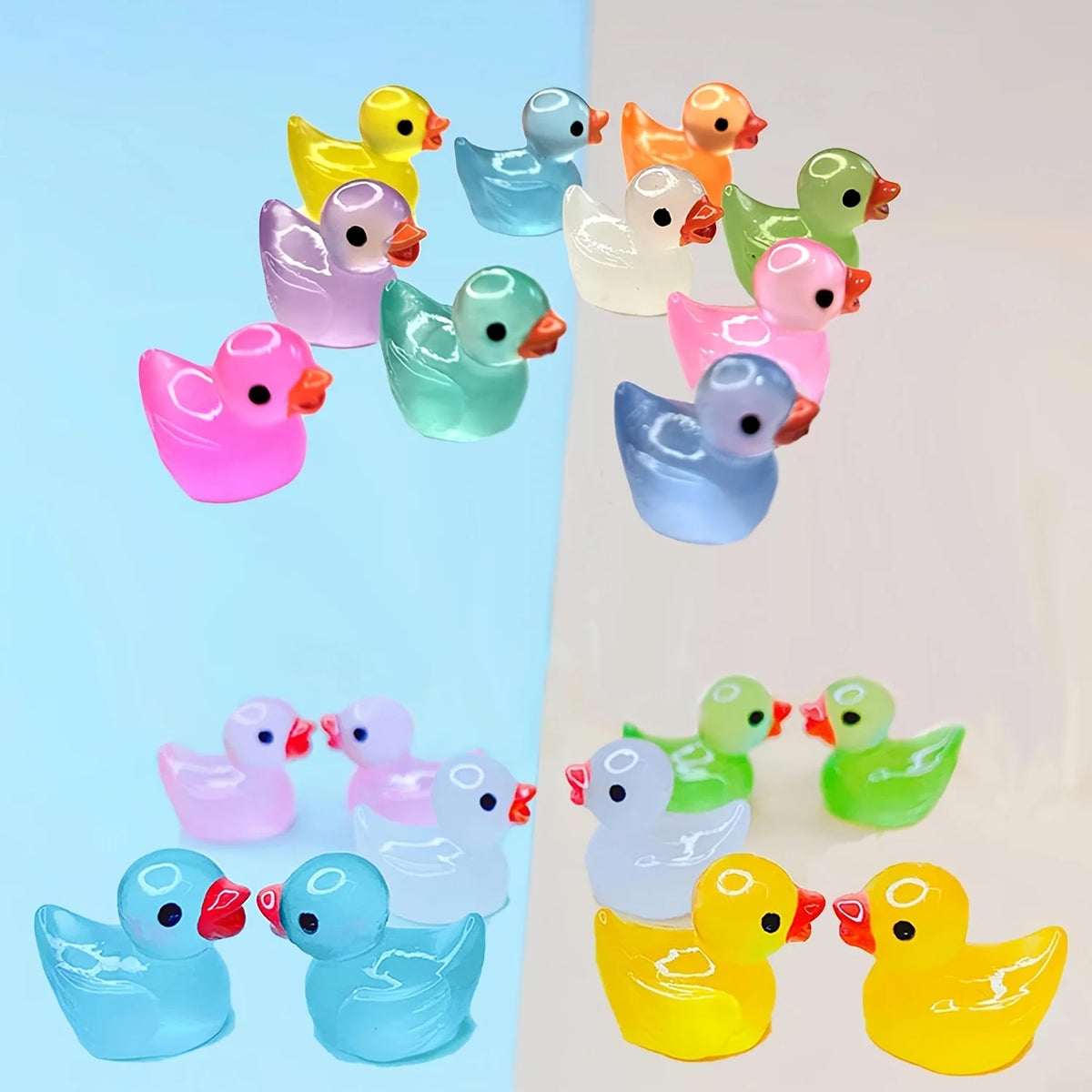 Glow-in-the-Dark Mini Duck Figurines for Garden & Décor