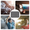 A collection of images showing magnetic car window sunshades and their use in a vehicle interior.
