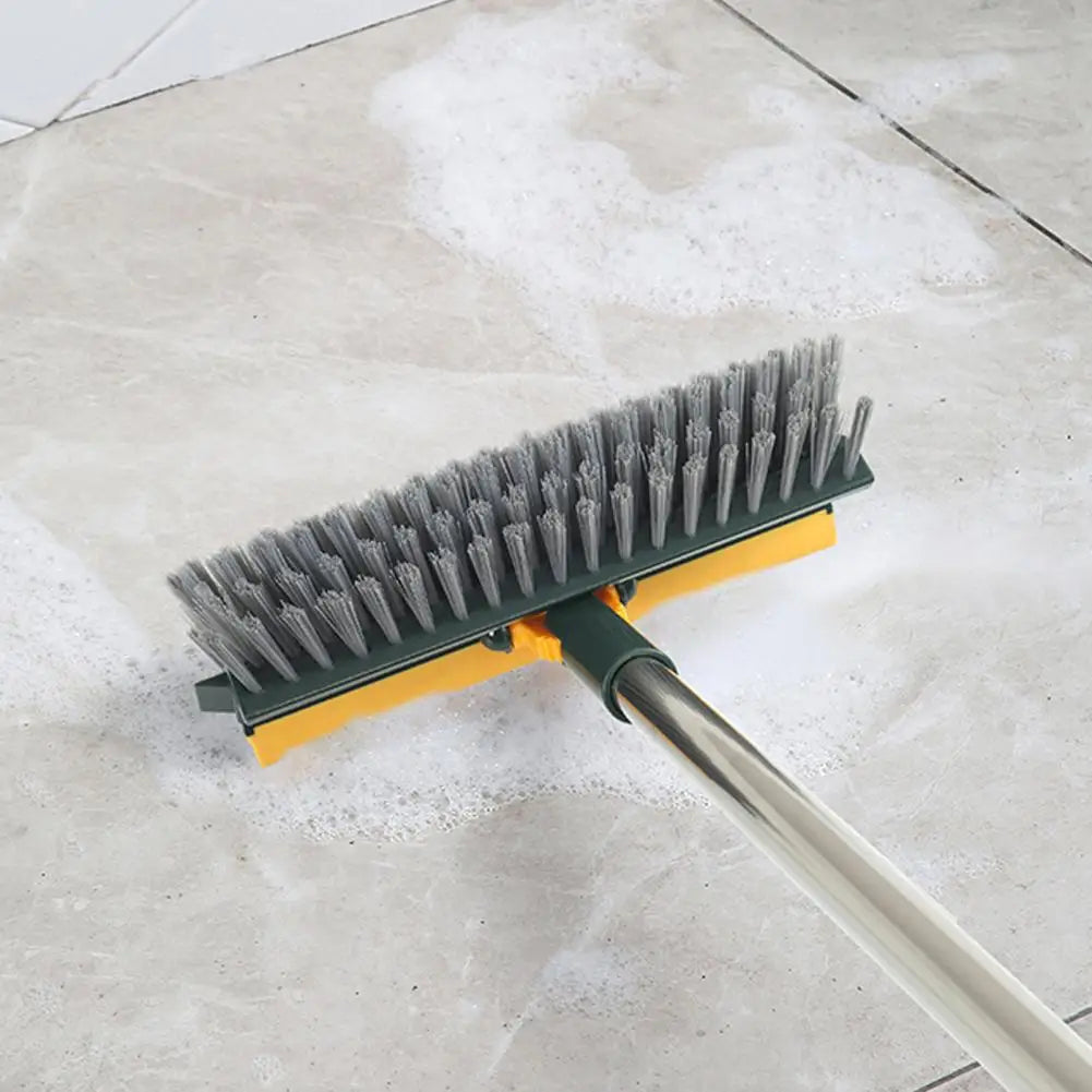 Rotatable Long-Handle Floor Scrub Brush with Squeegee