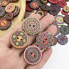 Vintage Wooden Buttons Assortment with Floral Designs