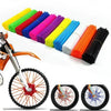 A set of colorful spoke wraps for motorcycle and bike rims, showing various colors like yellow, green, red, blue, and pink.
