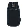 Black compact tool pouch with a metal belt clip and stitching.