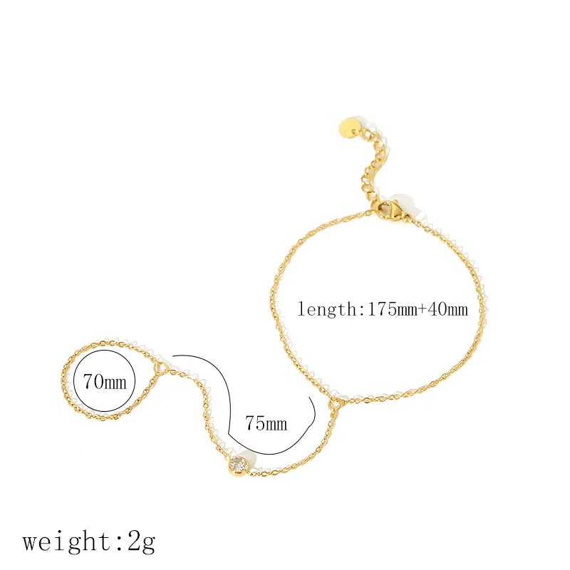 Dainty Gold-Plated Hand Chain with Cubic Zirconia