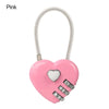 Pink heart-shaped 3-digit combination padlock for luggage and storage