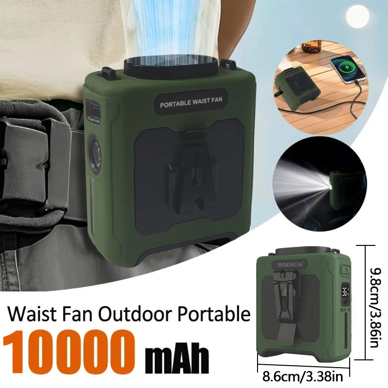 Portable Waist Fan with 10,000mAh Power Bank
