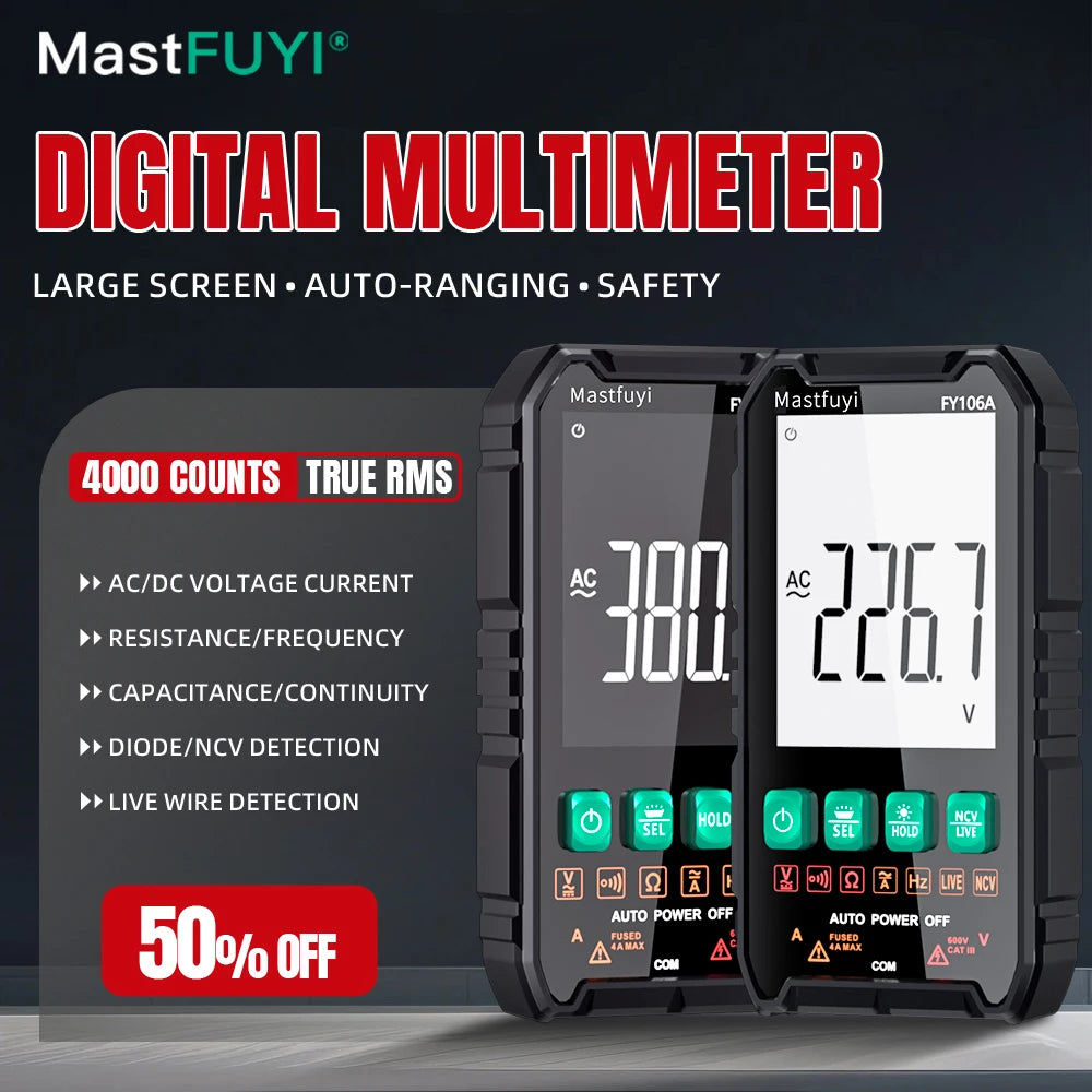 6000-Count Auto-Ranging Digital Multimeter with True RMS