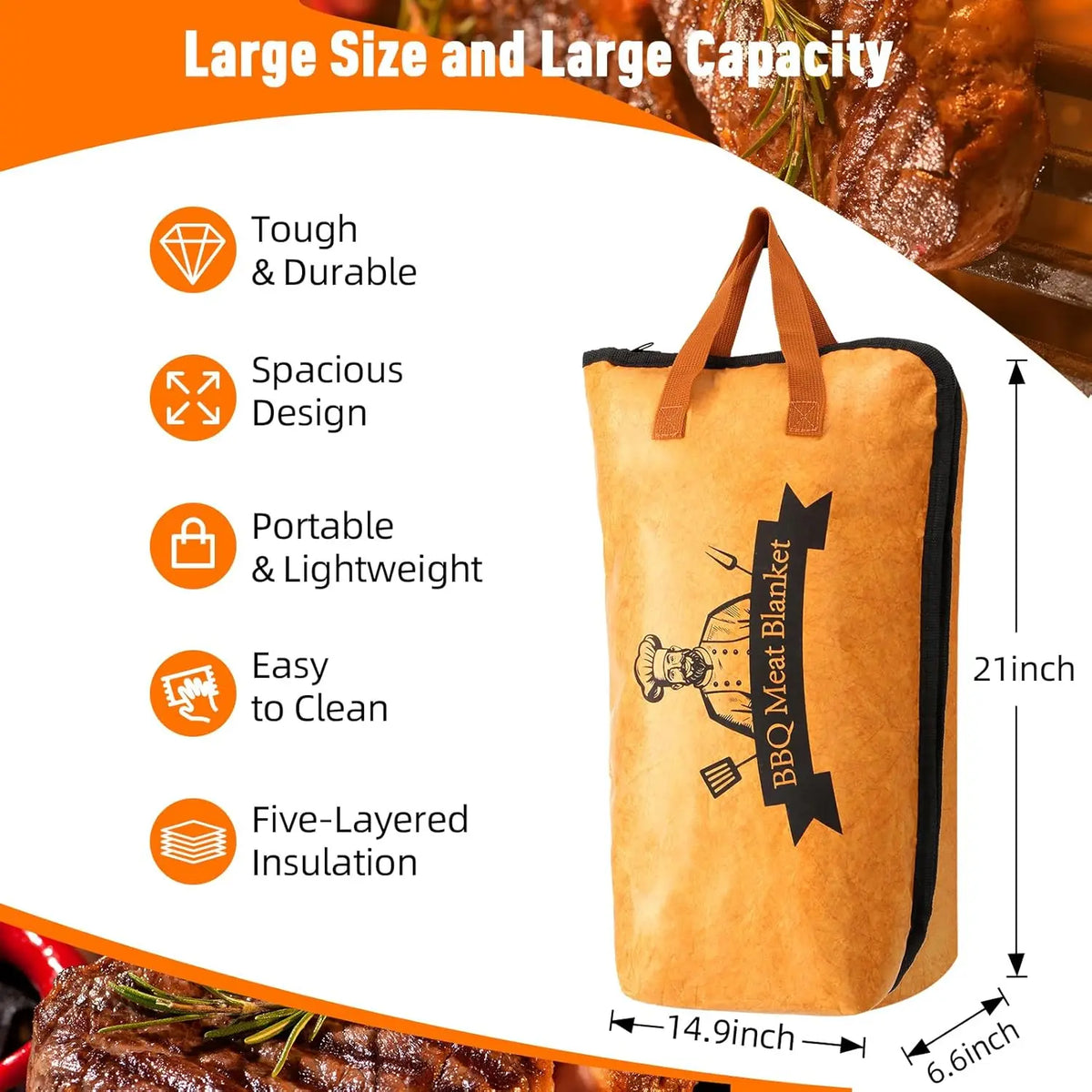 Insulated Meat Resting Bag – Triple-Layer BBQ Blanket for Juicy, Tender Briskets & Pork Shoulders