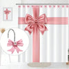 Pink decorative bow tie shower curtain hooks with ribbon and hanger set