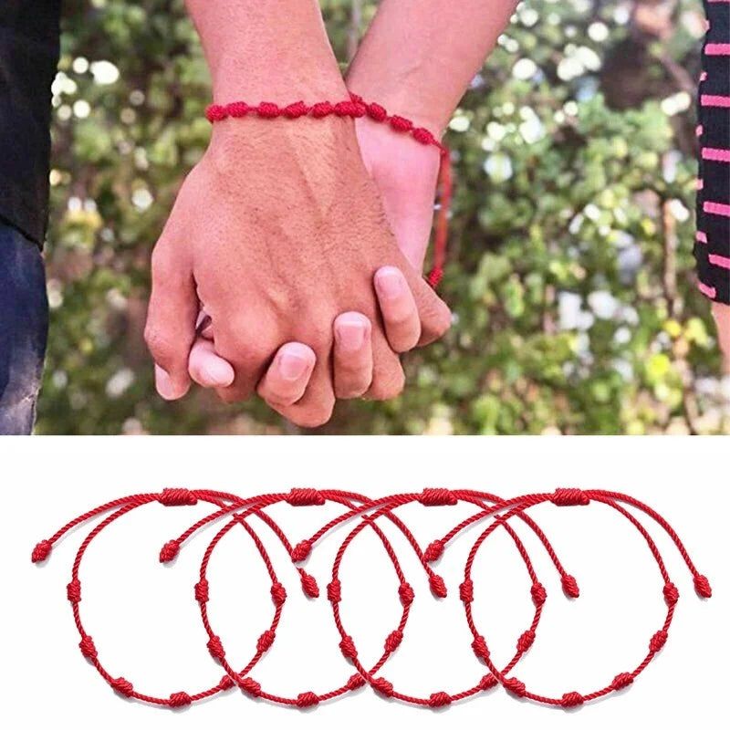 Hand-Woven Red Friendship Bracelet Set