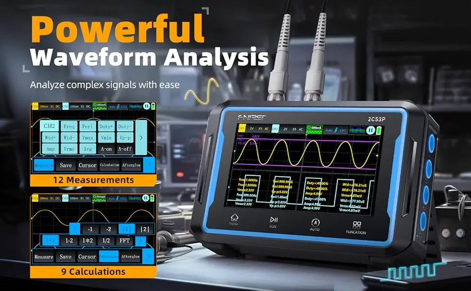 3-in-1 Handheld Oscilloscope, Multimeter, and Signal Generator with Touchscreen