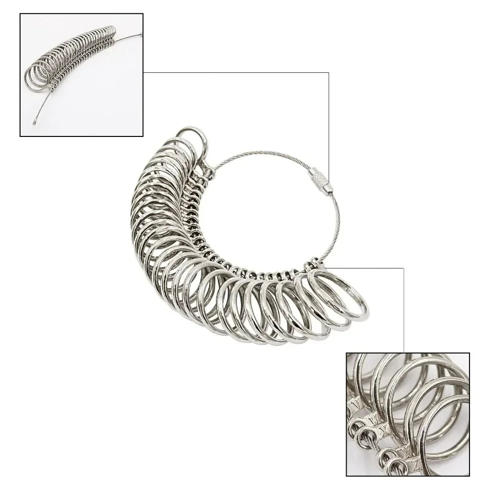 Metal Ring Sizer Mandrel with Stainless Steel Gauge Set
