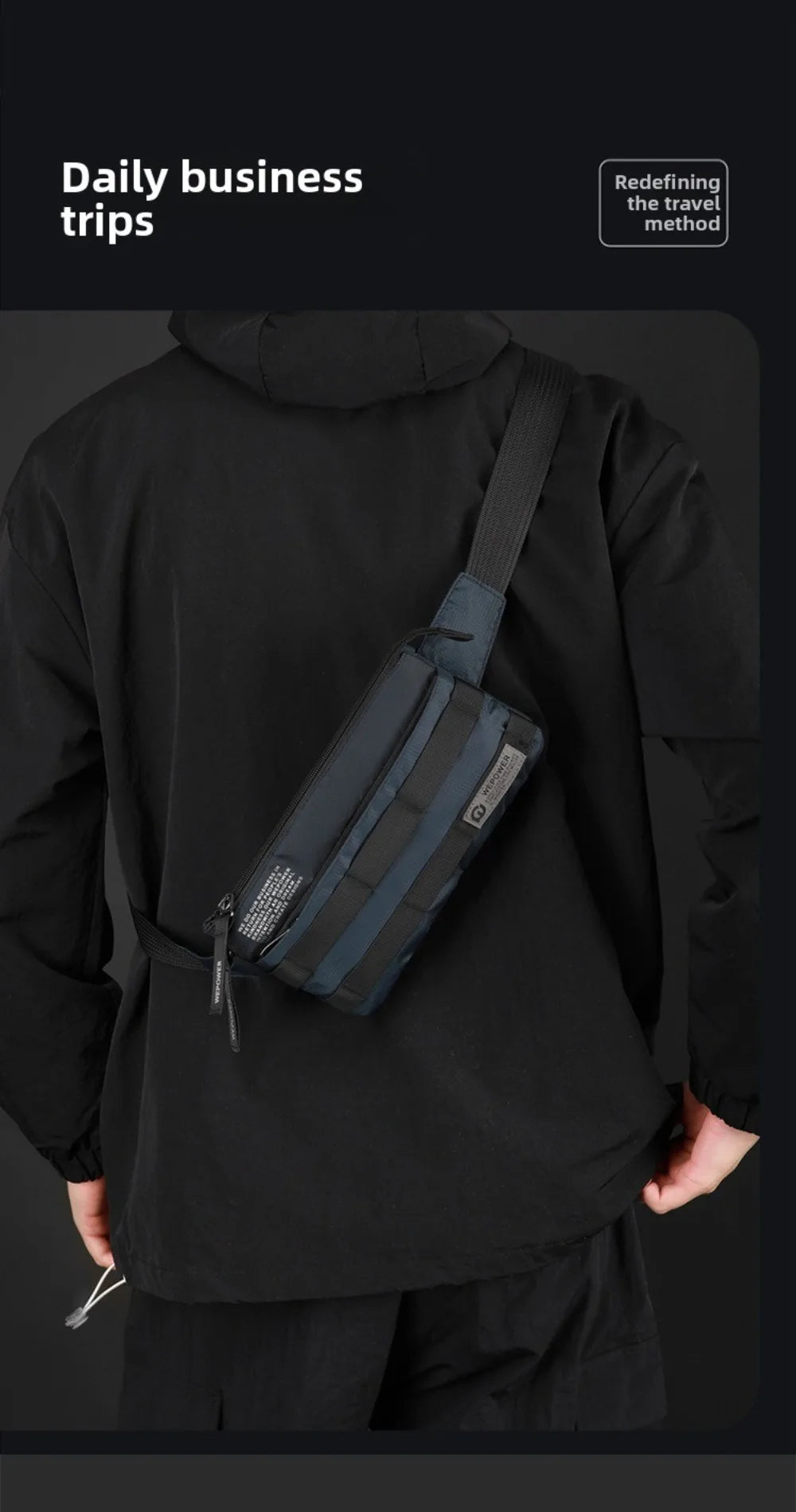 Vintage Style Crossbody Chest Bag for Men – Compact Nylon Shoulder Pack