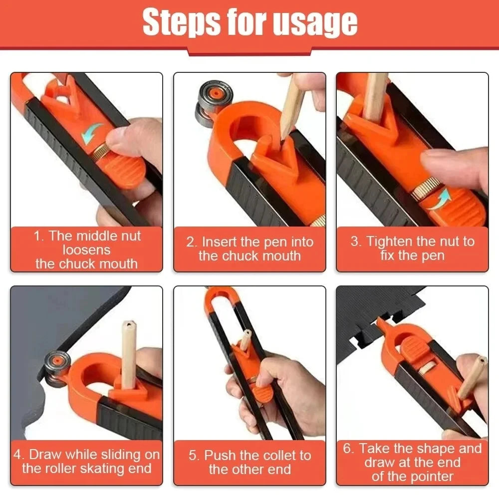 Adjustable Contour Gauge with Locking Profile Scribing Tool