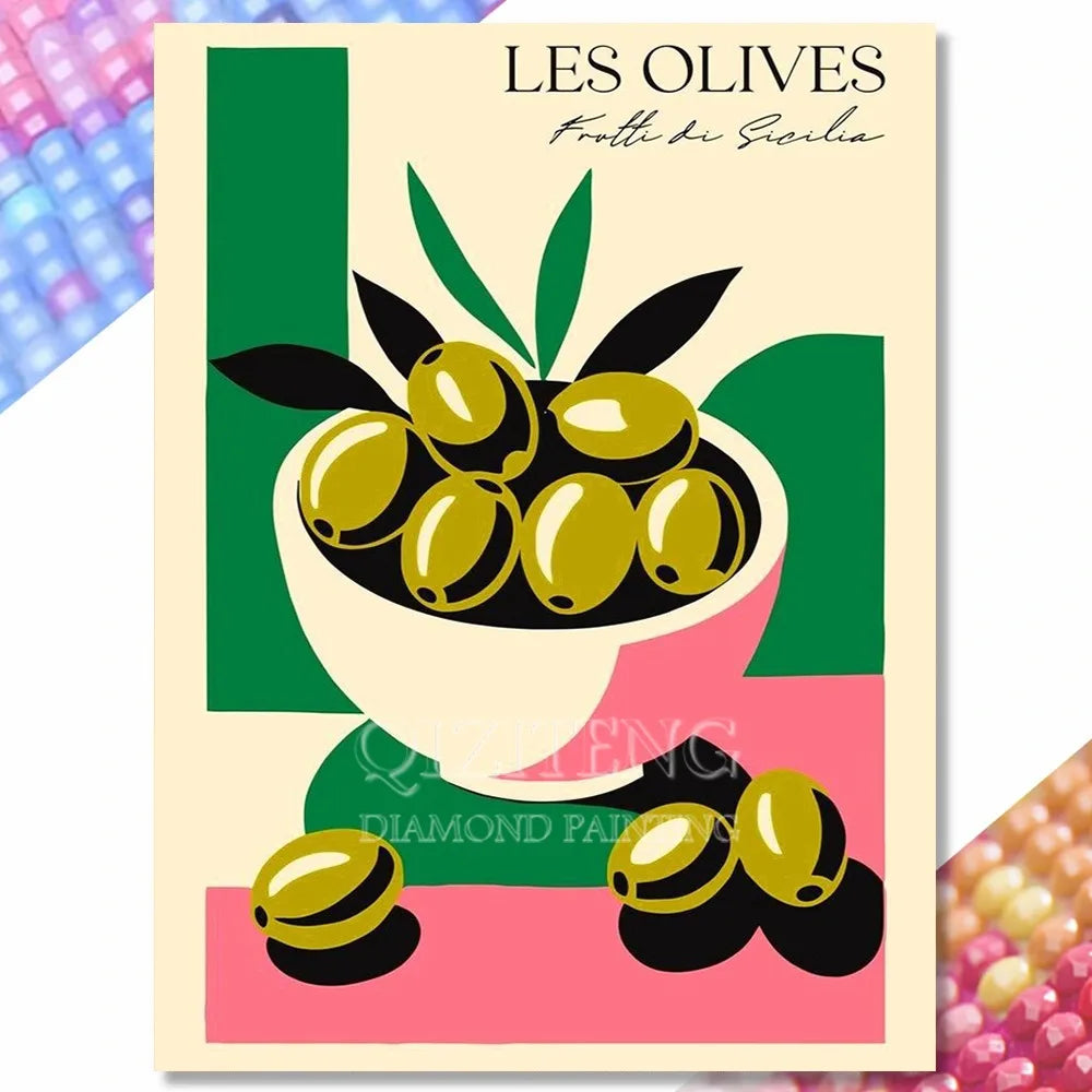 Modern Diamond Painting Kits - Fruit, Floral, and Abstract Designs
