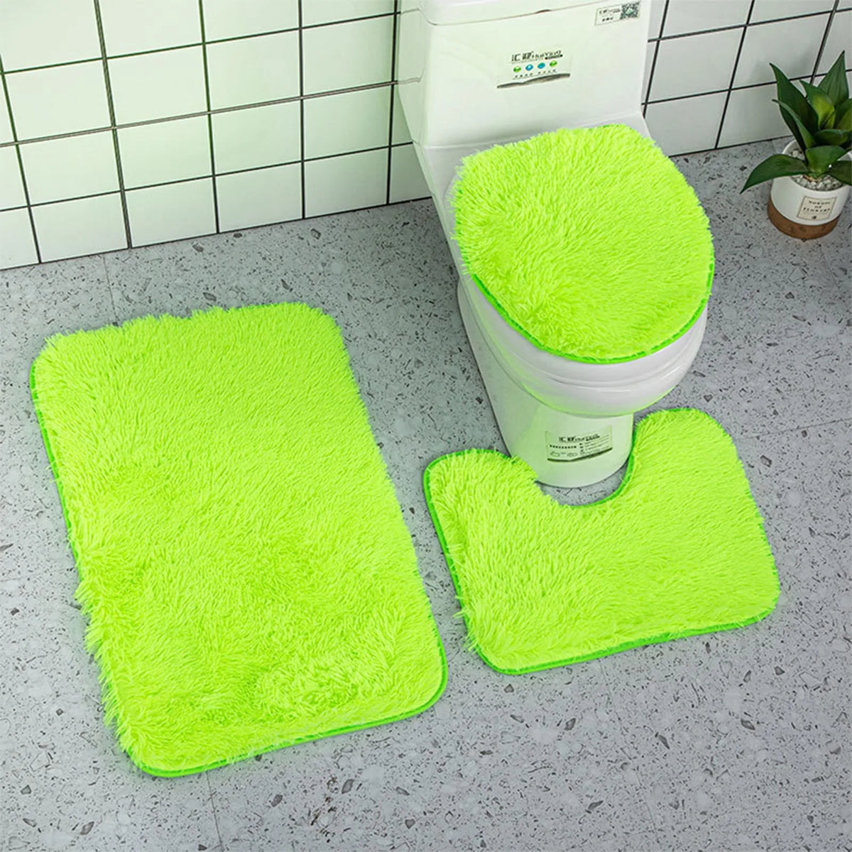 Plush Chenille Bathroom Rug Set with Non-Slip Backing
