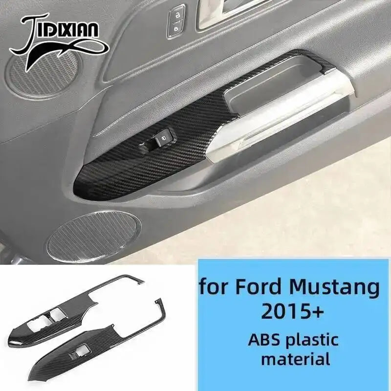 Carbon fiber grain decorative trim kit for Ford Mustang featuring an ABS plastic material