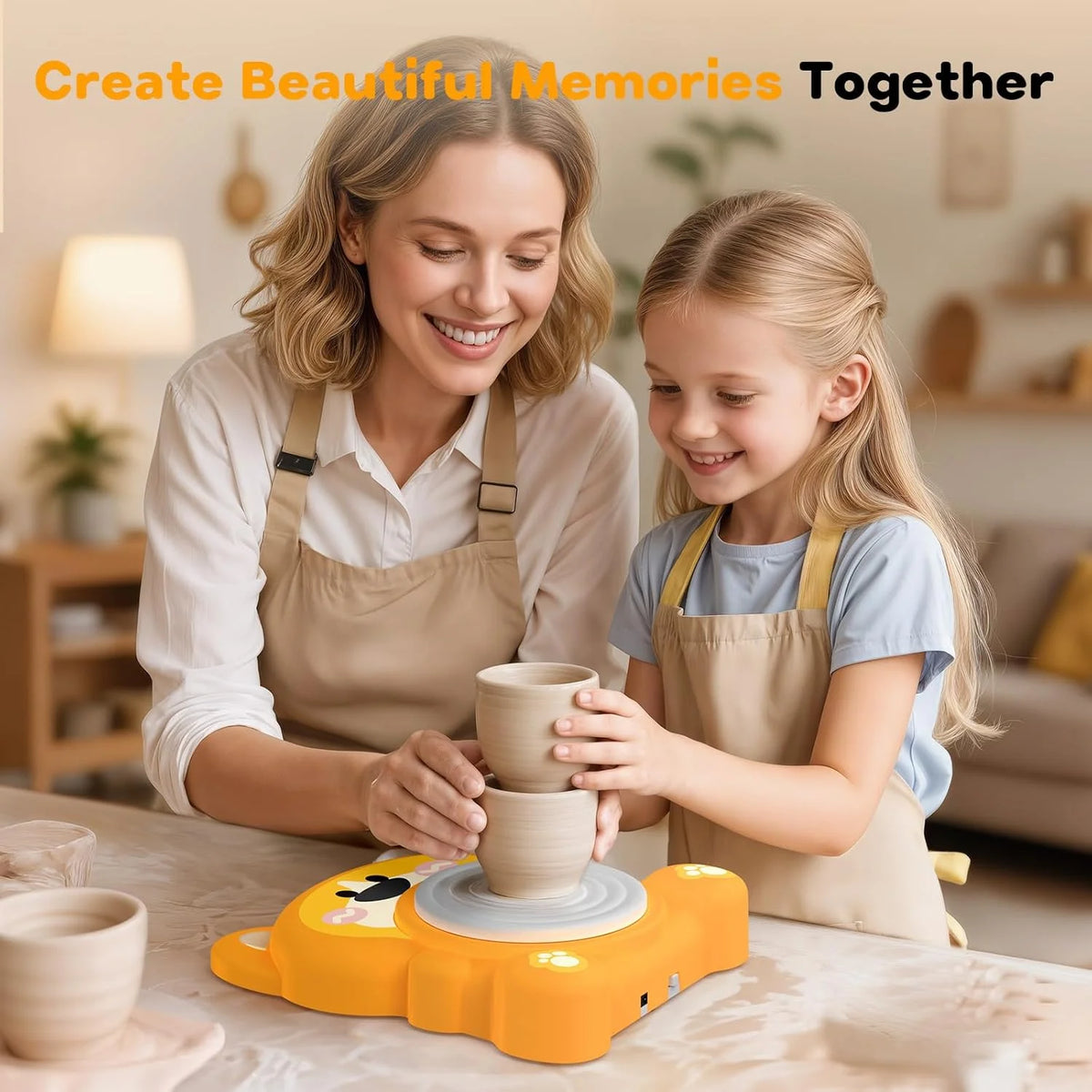 Kids Pottery Wheel Kit with Air-Dry Clay and Painting Supplies