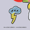 A blue cloud with a yellow lightning bolt embroidered patch on a light gray background.
