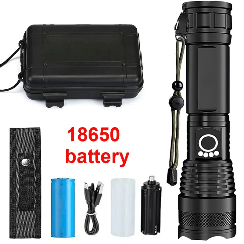 Linterna LED Recargable Táctica con Zoom