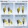 A set of high-energy four-in-one cables including USB to Type-C, USB to Lightning, Type-C to Type-C, and Type-C to Lightning.