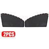 Two black magnetic car window sunshades with a foldable mesh design