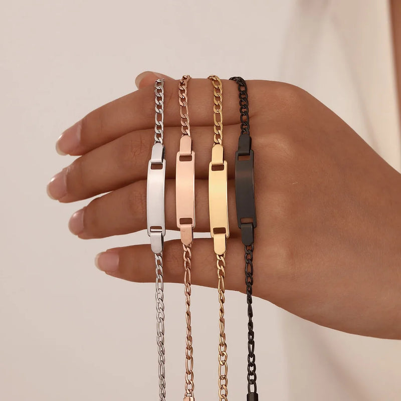 Personalized Gold-Plated Stainless Steel Link Bracelet