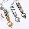 Zebra Print Leather Keychain with Animal Pattern