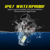 An LED fog and DRL bulb is shown being submerged in water, demonstrating its IP67 waterproof capability.