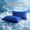 Two blue ice silk pillowcases without a pillow core resting on crushed ice.