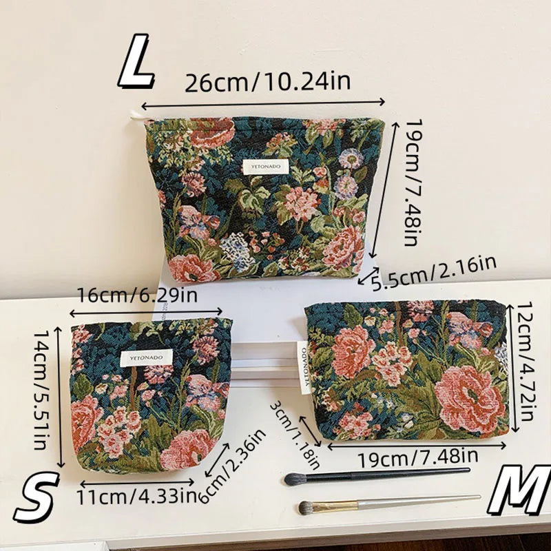 Vintage Floral Cosmetic Bag - Portable Makeup & Toiletry Organizer