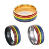 Anillo de Acero Inoxidable con Rayas Arcoíris