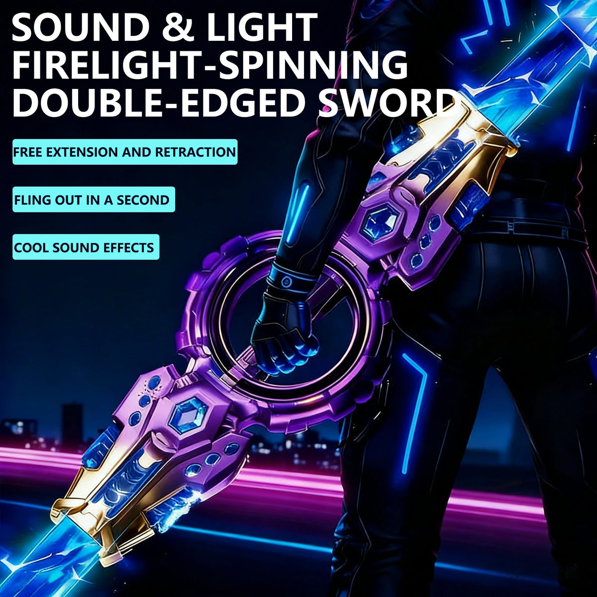LED Light-Up Sound Sword with Multi-Color Effects