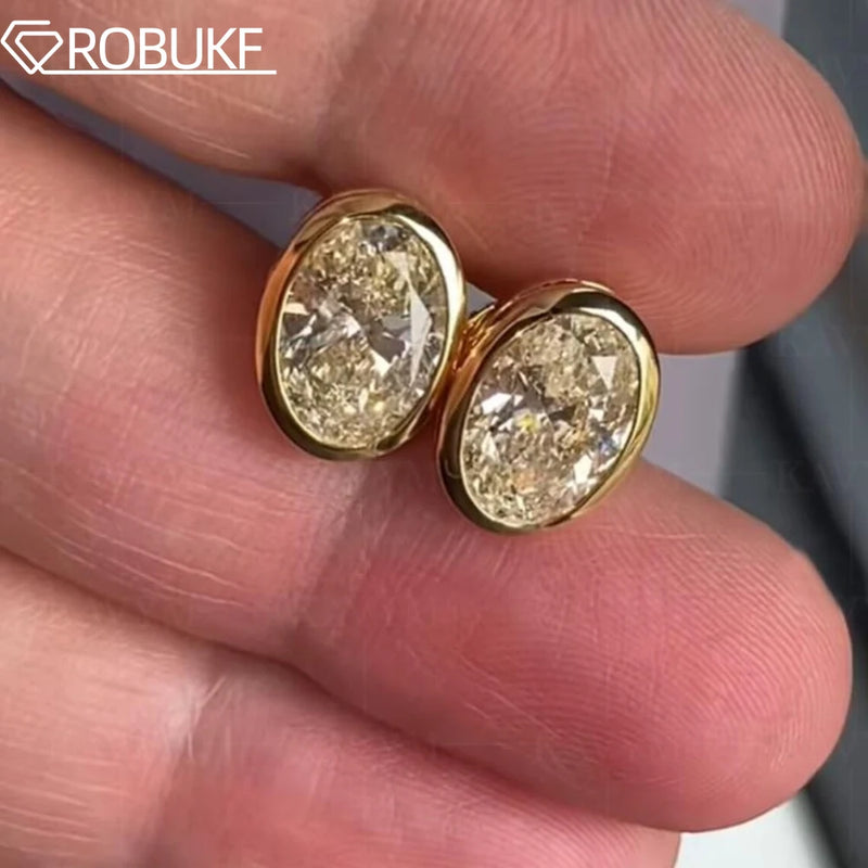 Oval Moissanite Stud Earrings in Sterling Silver