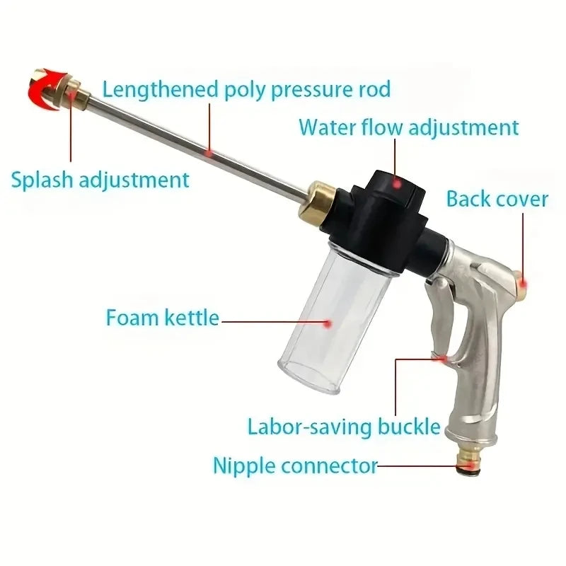 Adjustable High-Pressure Water Spray Gun for Car Washing and Gardening