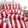 Red Striped Duvet Cover Set with Two Pillowcases