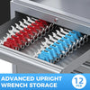 Advanced upright wrench storage featuring 12 pieces of modular magnetic wrenches organized in a drawer.