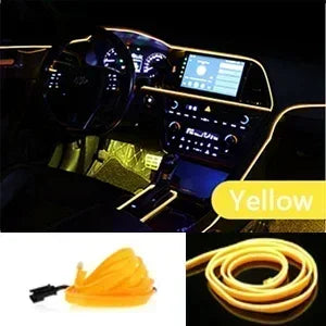 A coiled yellow flexible USB-powered neon accent light strip.