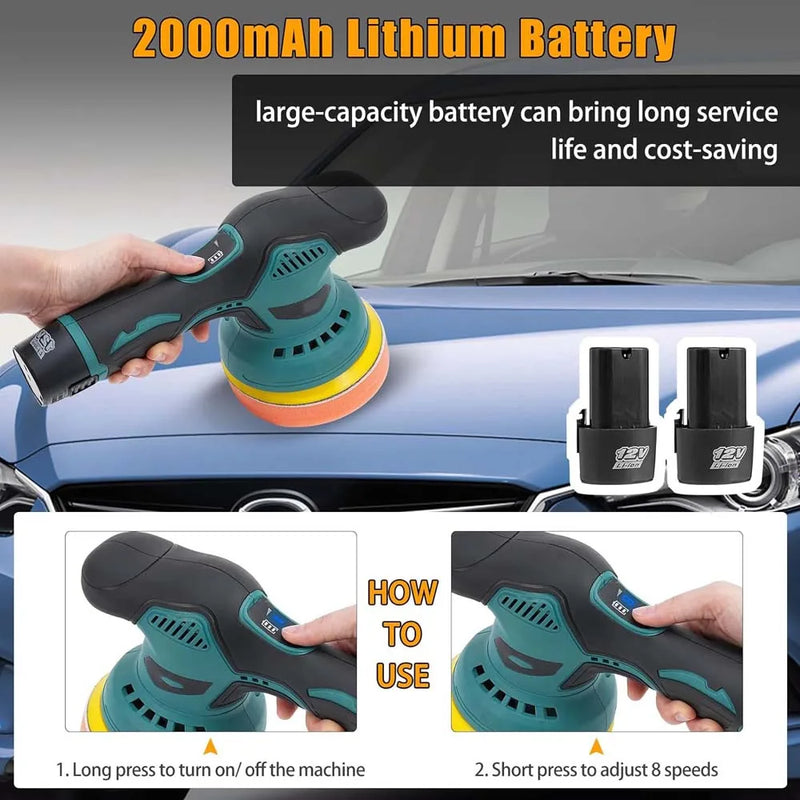 Cordless Electric Car Polisher & Buffer Kit with Dual Batteries