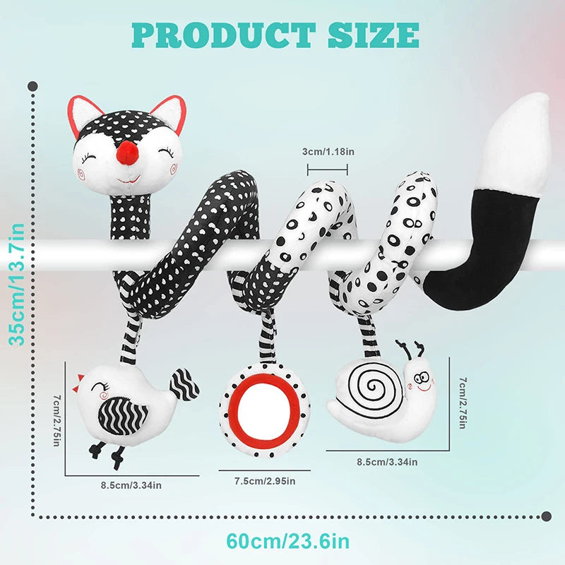 Soft Car Seat & Stroller Toy Set with Mirror, Crinkle, and Squeaky Sounds