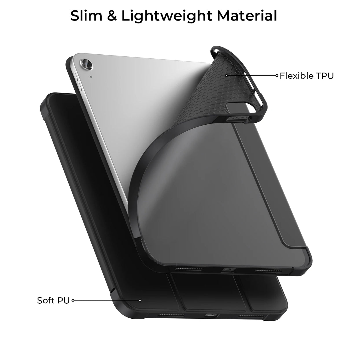 Slim PU Leather Smart Case for iPad 11th Gen (2025) & 10th Gen (2022) with Pencil Holder