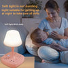 A soft light lamp is shown next to a mother caring for a baby in a bedroom setting.