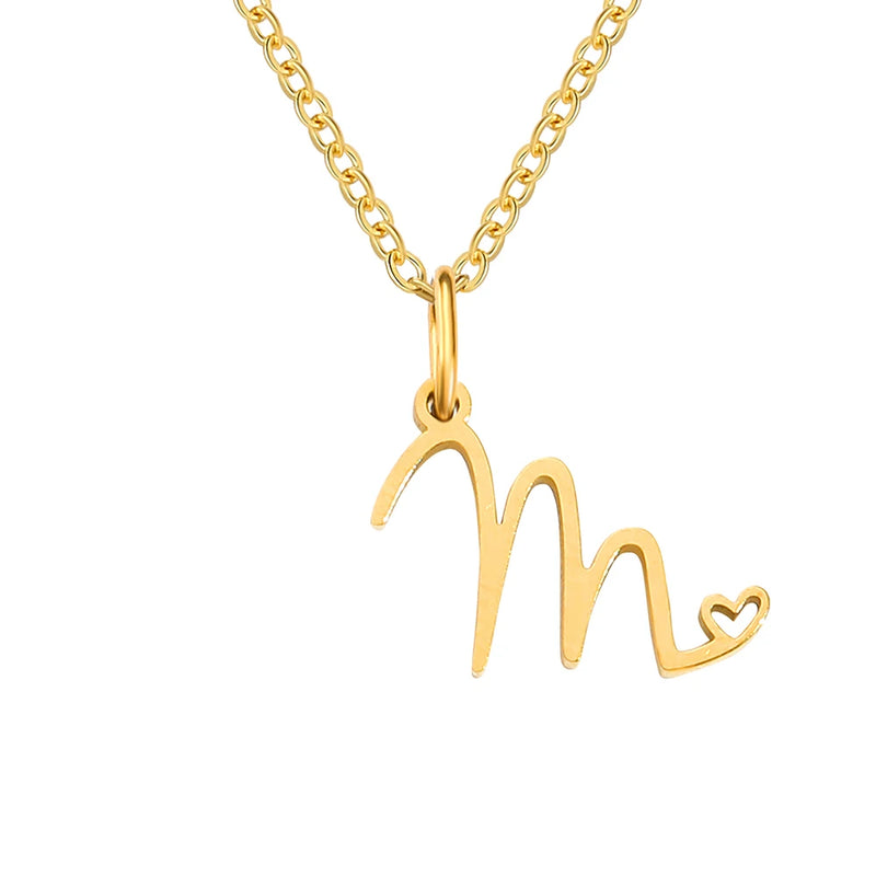 Collier avec Lettre Initiale et Pendentif Cœur