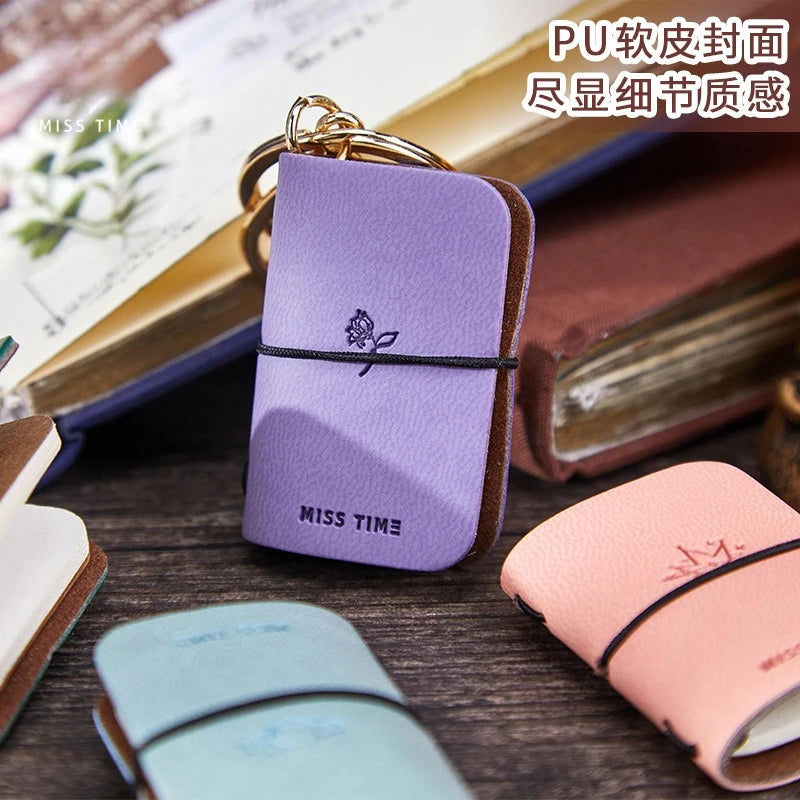 Mini PU Leather Journal Keychain with Keyring