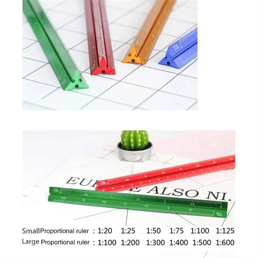 Aluminum Triangular Scale Ruler for Students (15cm/30cm)