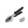 A black adjustable angle shear tool used for cutting PVC and PE pipe, featuring a metal blade and handles.