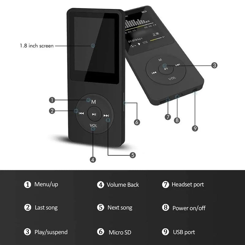 Compact MP3 Player with LCD Screen and FM Radio