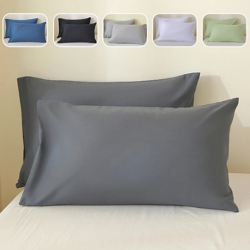 Breathable Solid Color Pillowcase Set (2-Pack) – Soft, Waterproof, Easy Care
