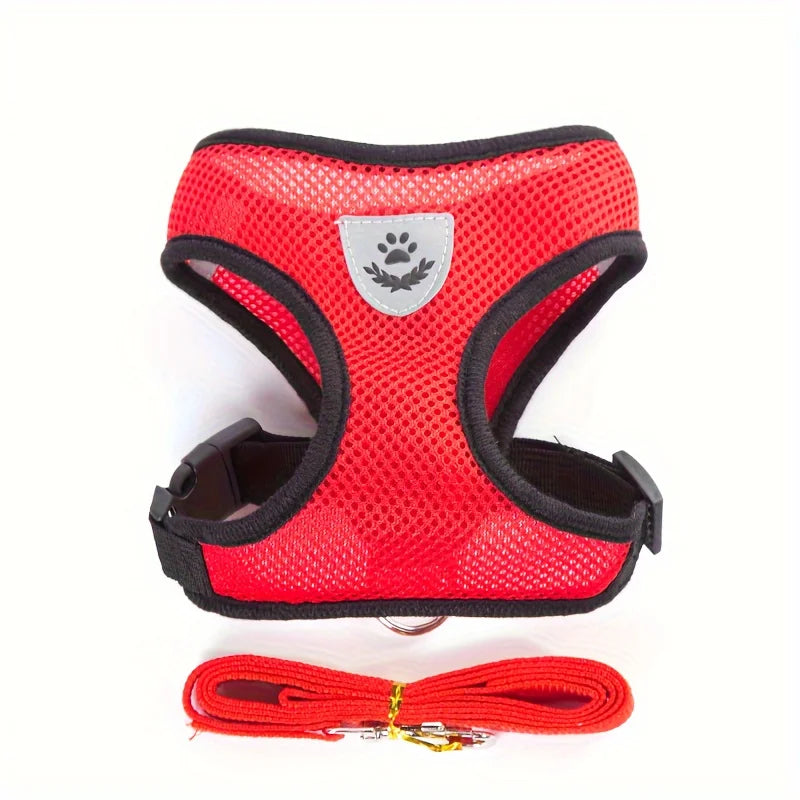 Escape-Proof Mesh Cat Harness with Reflective Vest