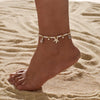 Vintage Layered Stone Anklet with Geometric Pendant